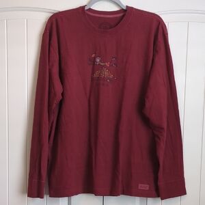 Life Is Good "Fall Guy" Burgundy Long Sleeve Tee